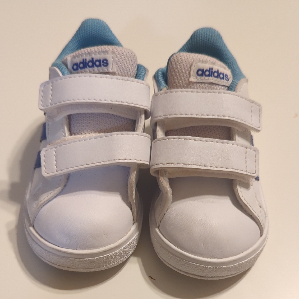 Adidas Kids' Sneakers with White and Blue Straps